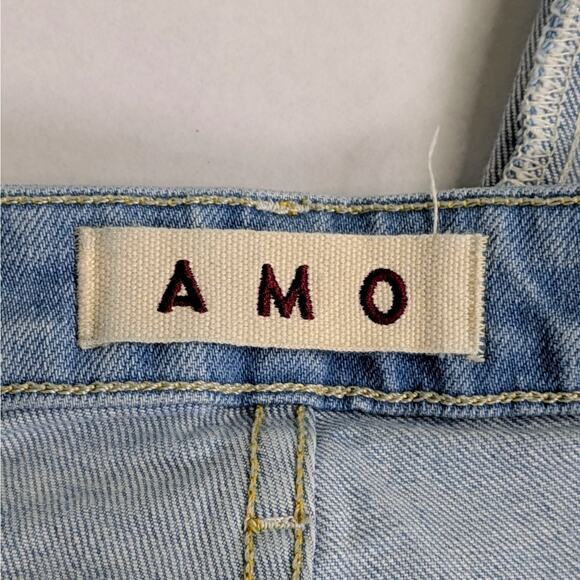 Amo Jeans Chelsea Crop Womens 26 Blue Straight Leg High Rise Distress Light Wash - Picture 2 of 11